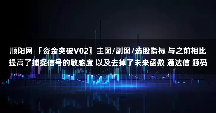 顺阳网 〖资金突破V02〗主图/副图/选股指标 与之前相比提高了捕捉信号的敏感度 以及去掉了未来函数 通达信 源码